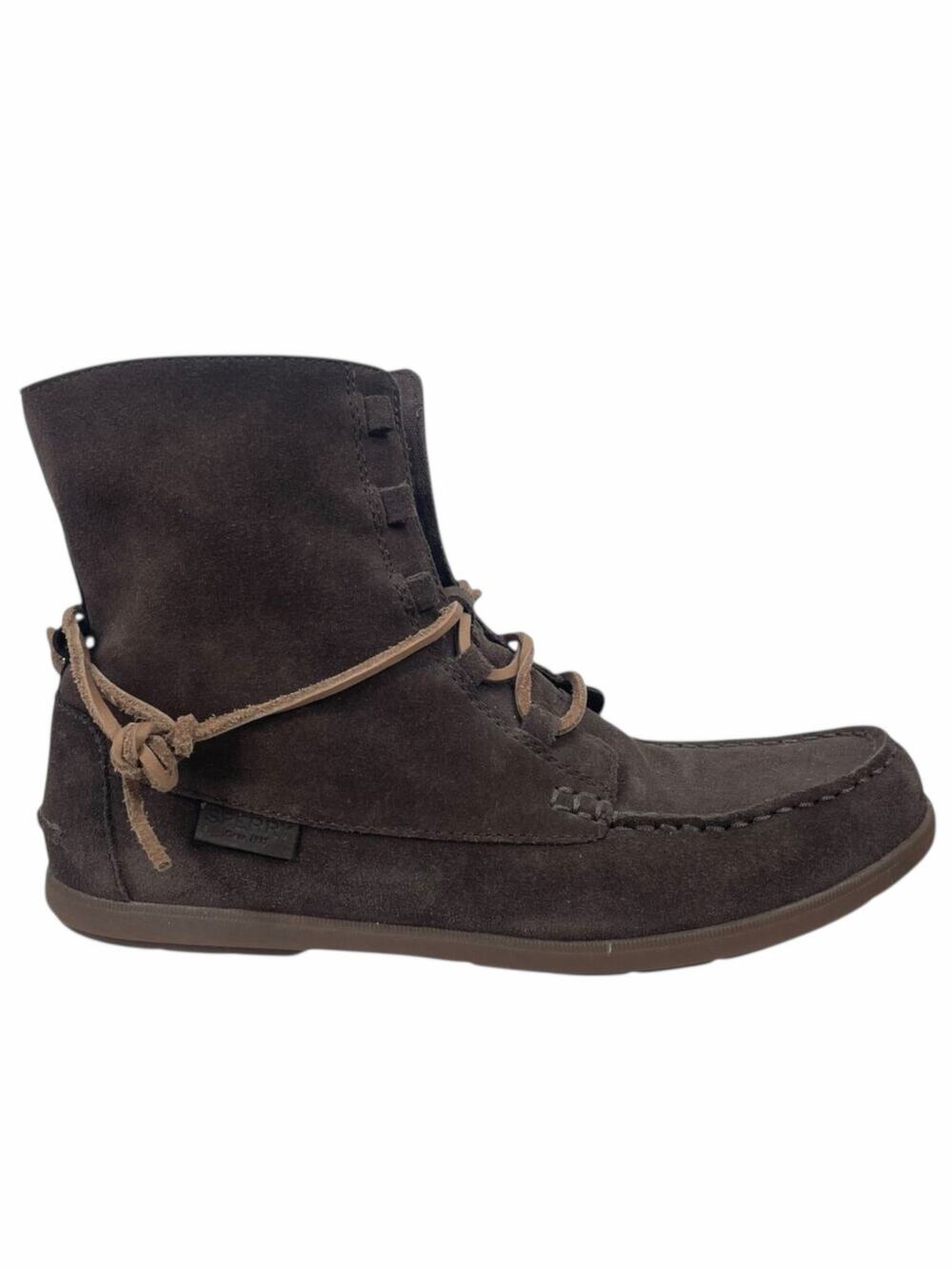 Sperry Coil Hook Moccasin Ankle Boots Suede Dark Brown Size 8.5M